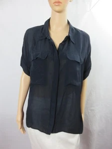 Neu Bimba y Lola schwarz durchsichtig Kurzarm Viskose Shirt hoher niedriger Saum neu mit Etikett - Bild 1 von 6