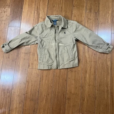 Vintage Polo Ralph Lauren Cotton Twill Jacket Boys Size 8 Tan Full Zip - Image 1 of 4