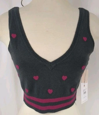 NUEVO Sujetador Suéter Spiritual Gangster GRANDE Gris Gráfico Corazón Mezcla Cachemira Dormir Foto 1 de 4