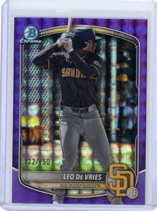 Leo De Vries 2025 Bowman Chrome Geometric Refractor Purple 222/250 Padres - Picture 1 of 2