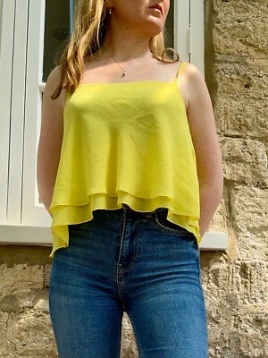 vintage yellow floaty cami  y2k retro party holiday vacation summer beach rave - Image 1 of 2