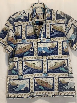 REYN SPOONER Men's Casual Aloha Shirt Size-M Fishing by Detrich Varez - Image 1 of 4
