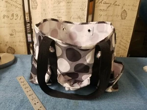 Thirty-One Organizing Utility Tote - Black & White Dots On Gray - Picture 1 of 9