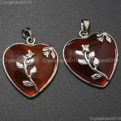 Dije colgante de chakra Reiki flor chakra chapado en plata corazón piedras preciosas naturales Foto 1 de 4