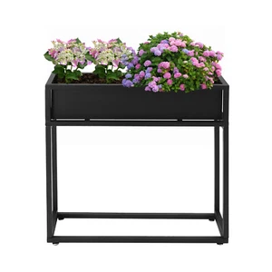 28*8*28" Elevated Planter Box Tall Rectangular Planter Garden Plant Stand Black - Picture 1 of 14
