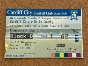 2001/02 Cardiff City V Notts County 13-04-2002 División 2 Partido - Imagen 1 de 1