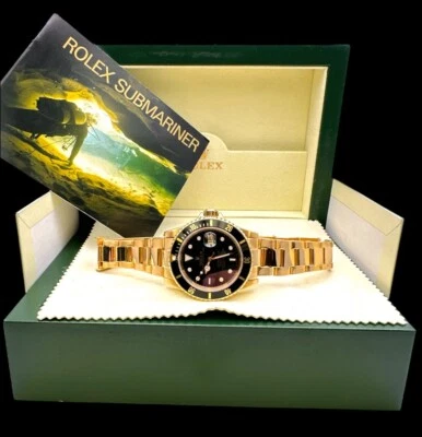 Rolex Submariner 18K Yellow Gold Black Dial 40mm Date Watch 16618 Watch 7 1/2" - Image 1 of 4