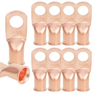 10PCS 2AWG - 3/8''Stud Heavy Duty Copper Terminals,Battery Cable Crimp Lugs,B... - Picture 1 of 6
