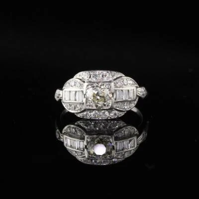 Art Deco Simulated Sapphire Engagement Women 925 Sterling Silver Beautiful Ring - Image 1 of 4