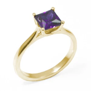 Engagement Ring Diamond Unique Princess Cut 1 carat Amethyst 9 Carat Gold - Picture 1 of 5