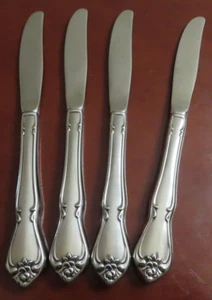 Oneida ARBOR ROSE True ROSE 4 Dinner Knives 1881 Rogers Stainless Flatware Lot A - Picture 1 of 5