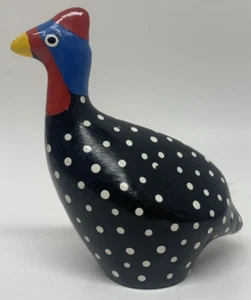 VTG 3 5/16" Angola Artisan Ceramic Hand Painted Small Guinea Hen Figure 4.24oz - Picture 1 of 9