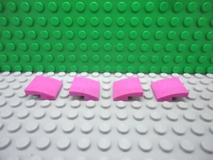 Lego 4 blocco mattoncini rosa scuro 2x2 curvo pendenze lisce NUOVO - Foto 1 di 1
