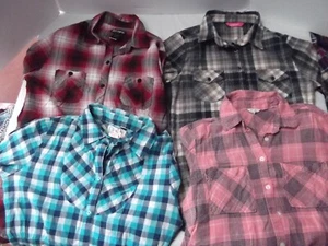 lot 4 plaid shirt S flannel woven double guide pocket Enisse OP Hot Topic MINT - Picture 1 of 2