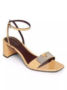 Tory Burch Women's Gigi Patent Crinkle Leather Sandals, Cantucci/Silver - Picture 1 of 2