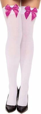 Женские прозрачные чулки до бедра Dreamgirl с 2 комплектами бантов - Изображение 1 из 4