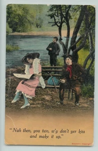 Postcard, Kiss and makeup. Vagabond 1918 romance, valentines. - Picture 1 of 2