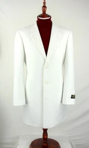 NUEVO Abrigo de Invierno Para Hombre Mezcla de Lana Cachemira Largo Tres Cuartos Blanco Premium - Imagen 1 de 1