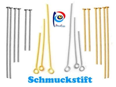 Kettelstifte Nadel Versilbert Kopfstifte mit öse Nietstift / 100stk Gold Silber  - Bild 1 von 3