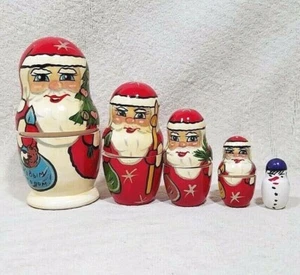 VINTAGE WEIHNACHTEN SANTA RUSSISCHE NISTPUPPEN HANDBEMALT/SIGNIERT - Bild 1 von 12