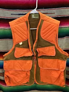 Vintage Towncraft JCPenney Hunting Vest Full Zip Orange Brown Quilted L 24x26 - Picture 1 of 7