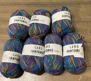 LANG YARNS DISCONTINUED FANTOMAS COLOR SUPERWASH 7 SKEINS NWT DESTASH - Picture 1 of 3