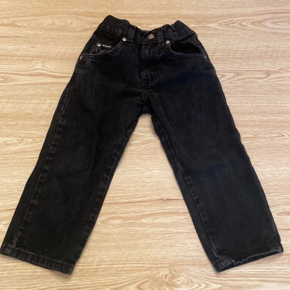 Vintage Black Wrangler Jeans 4t Zipper/Button Fly 100% Cotton Denim Pants - Image 1 of 4