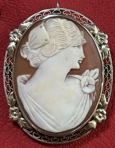 Antique Cameo Shell brooch in (.925) Silver. #1893. - Picture 1 of 3