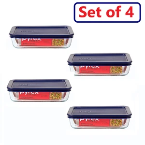 Pyrex Simply Store Glass Rectangular Food Container with Dark Blue Lid (3-Cup) - Picture 1 of 5