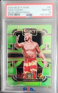 Hulk Hogan 2024 Panini Select WWE Neon Green Prizm #81 WWE #48/75 PSA 10 - Picture 1 of 2