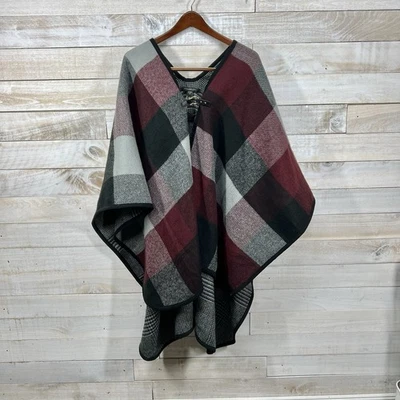Poncho suéter Marc New York para mujer talla única espiga a cuadros con capa Foto 1 de 4