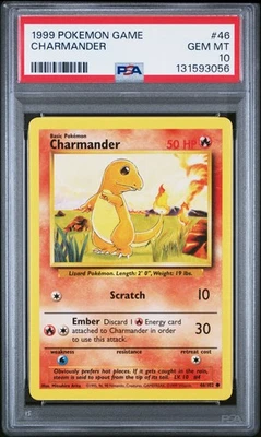 Pokemon Game Base Set Unlimited #46 Charmander 1999 PSA 10 GEMA como nuevo Foto 1 de 2