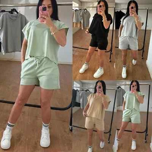 Conjunto corto de ropa de salón de verano para damas Top cuadrado Ropa deportiva para mujer - Imagen 1 de 6