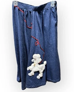 Vintage Blue Denim Full Circle Poodle Skirt 50s 80s Costume Theater Rockabilly - Picture 1 of 7