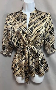 BCBG MAXAZRIA Women’s Gold RUFFLED TOP SIZE Medium 3/4 Sleeve - Picture 1 of 10