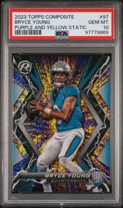 Topps Composite Bryce Young Resurgence Rookie 2023 púrpura y amarillo estático PSA 10 - Imagen 1 de 2