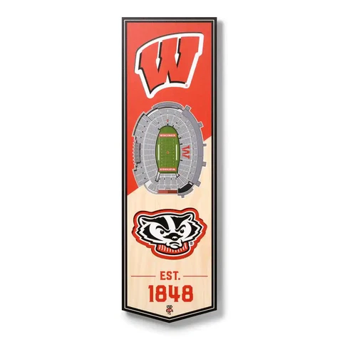 NCAA Wisconsin Badgers 6 In. X 19 In. 3D Stadium Banner-Camp Randall Stadium Cover