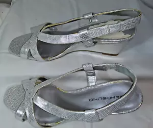 Damenschuhe 7,5 Bandolino Slingback-Sandalen Keilabsatz silber metallic - Bild 1 von 6