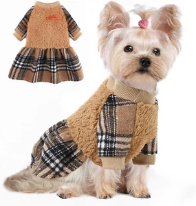 Dog Sweater Winter Clothes for Small Dogs Boy Girl Fall Dress Warm (Brown) - Picture 1 of 7