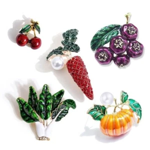 Broche vagitable de fruta esmalte para mujer alfileres de estrás accesorios de disfraz - Imagen 1 de 11