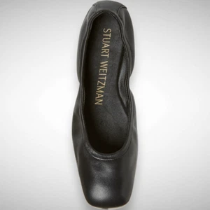 Stuart Weitzman Bardot Leather Ballet Flats Shoe Black Size US 6 EU 36.5 NWOT - Picture 1 of 11