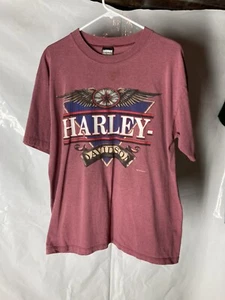 Vintage single stitch Harley Davidson t shirt fun wear 90s wings adult Large - Picture 1 of 5