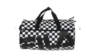 NWT WOMEN'S FILA CHECKERED ASIA SPORT DUFFEL BAG GYM BAG BLACK WHITE WEEKENDER - Picture 1 of 2