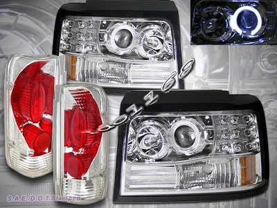 92-96 FAROS PROYECTOR FORD BRONCO F-150 HALO LED + LUCES TRASERAS TRANSPARENTES Foto 1 de 4