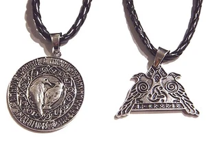 COLGANTE NÓRDICO ODIN'S RAVENS Woden Cuervo Vikingo Nórdico Collo Celta Amuleto 1 Año - Imagen 1 de 5