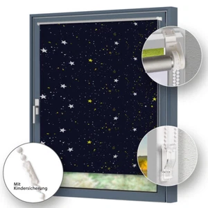 Klemmfix Rollo Sterne 75x150cm Verdunkelung ohne Bohren Thermo - Bild 1 von 8