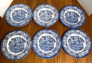 6 Liberty Blue Historic Colonial Scenes Monticello 6" Bread Plates @119