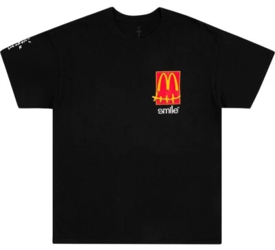 Travis Scott x McDonald's Cactus Jack Smile T-shirt Black Red Logo Yellow Large - Image 1 of 4