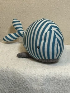Blue Striped Knit Whale Plush Gray Corduroy Belly 15 Inch Unknown Brand Toy - Picture 1 of 8