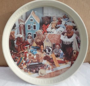 Vintage Metal 12" Serving Cookie Tray Toy Room Teddy Bear Raggedy Ann Rabbit  - Picture 1 of 8